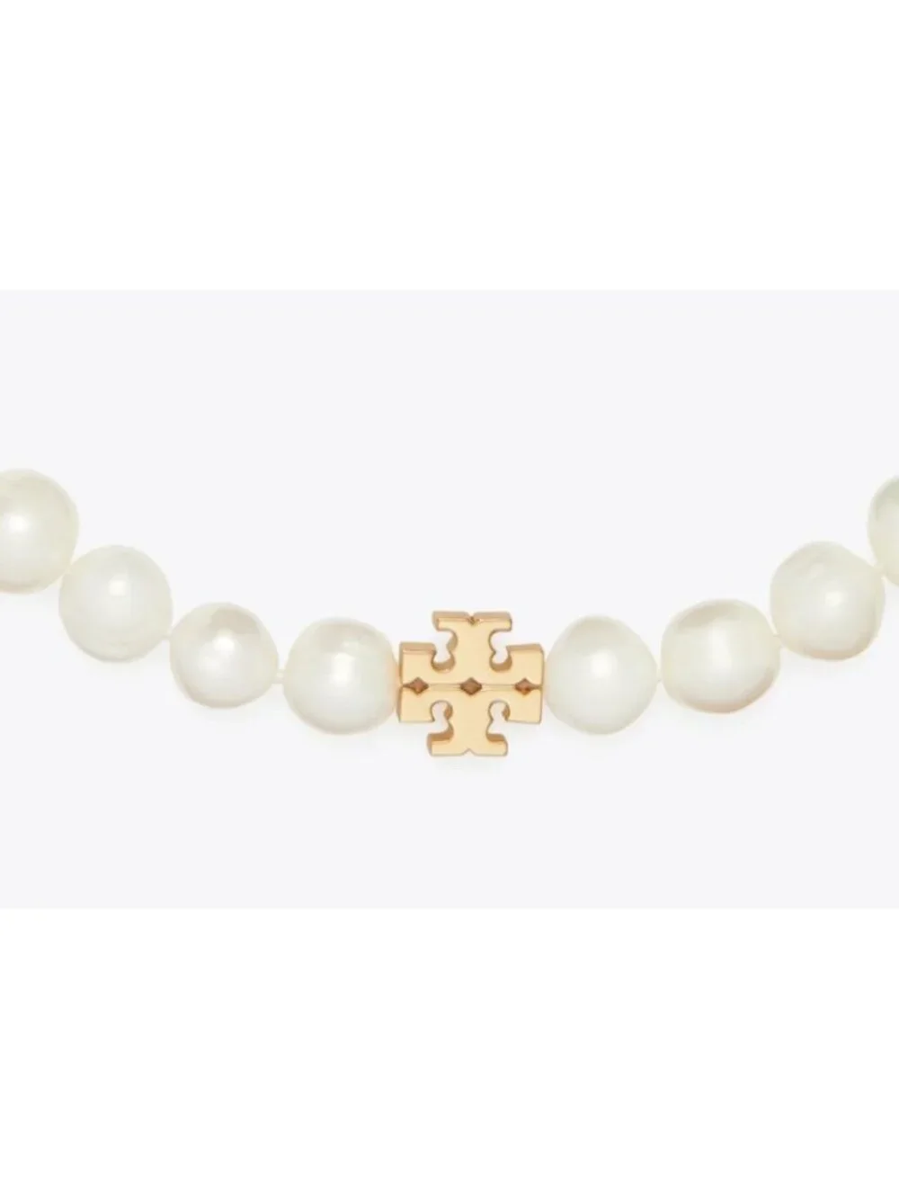 Tory Burch Pearl Bracelet With Gold Logo Charm & Clasp. 6282851